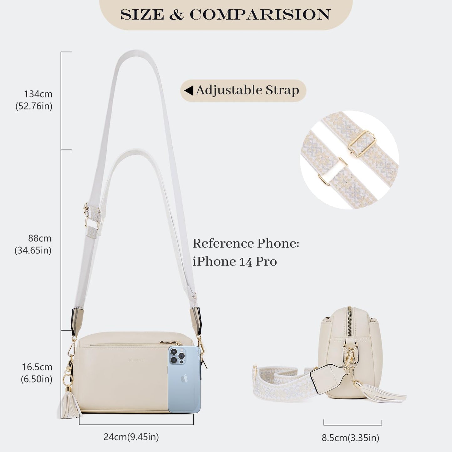 Triple Zip Small Crossbody Bag for women,Wide Strap Cell Phone Purse Shoulder Handbag Wallet with Credit Card Slots