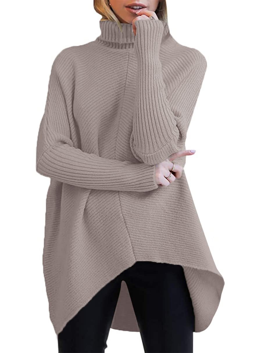 ANRABESS Womens Oversized Turtleneck Batwing Long Sleeve Casual Cozy Baggy Knit Pullover Tunic Sweater 2024 Fall Outfits