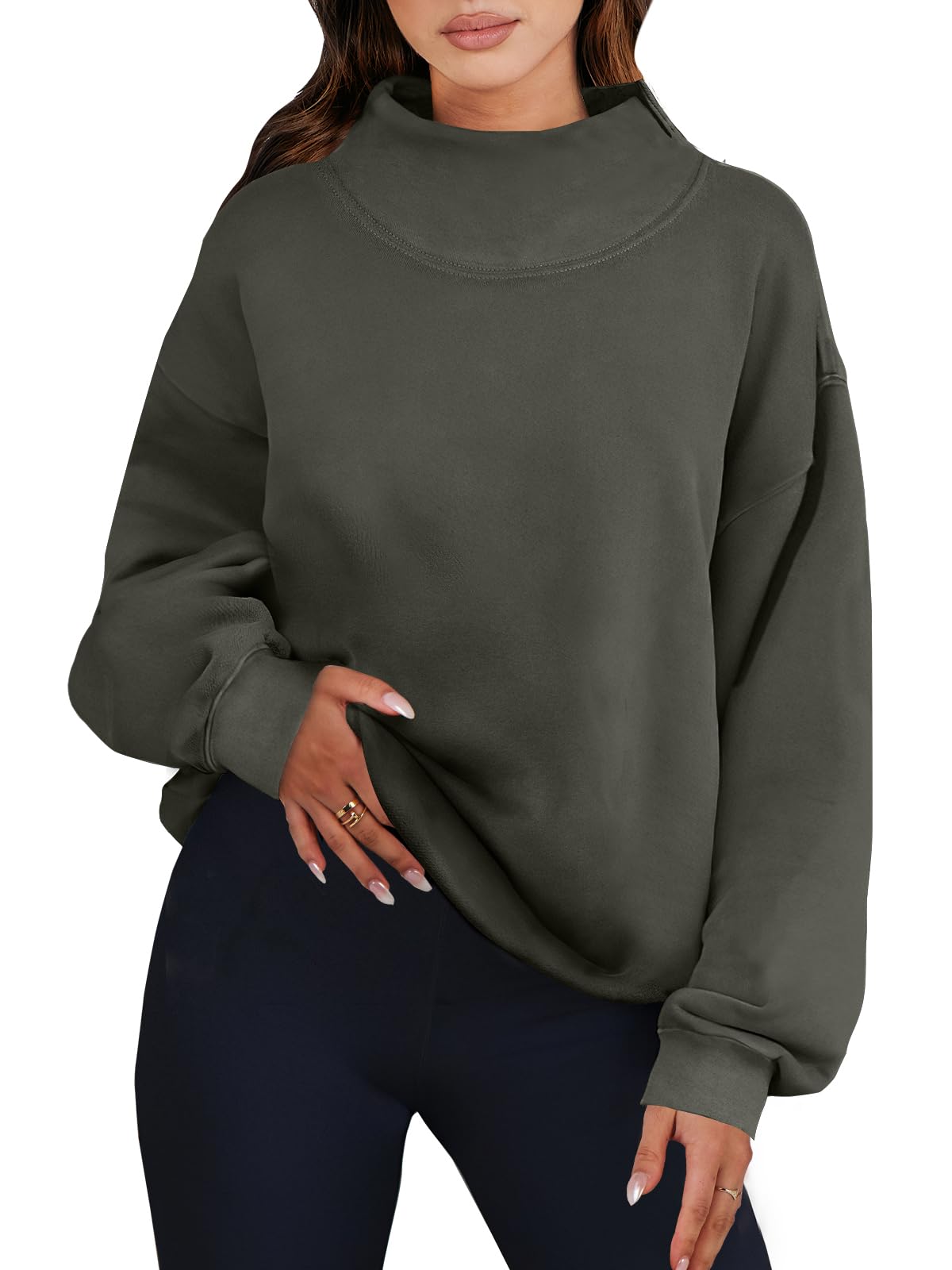 ANRABESS Womens Oversized Sweatshirts Turtleneck Pullover Long Sleeve Hoodies Tops 2024 Fall Fashion Preppy Outfits