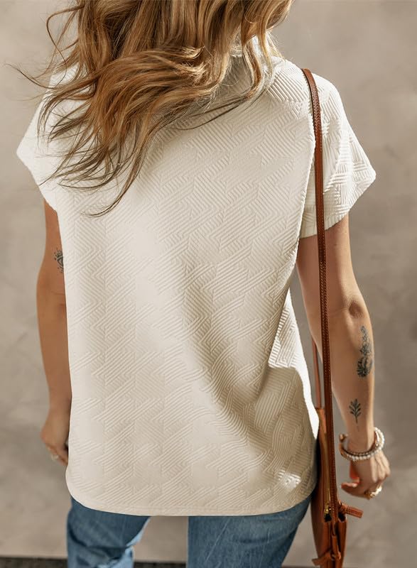 SHEWIN Women's Polo Shirts Casual Collared Short Sleeve Shirt Loose V Neck Tunic Tops