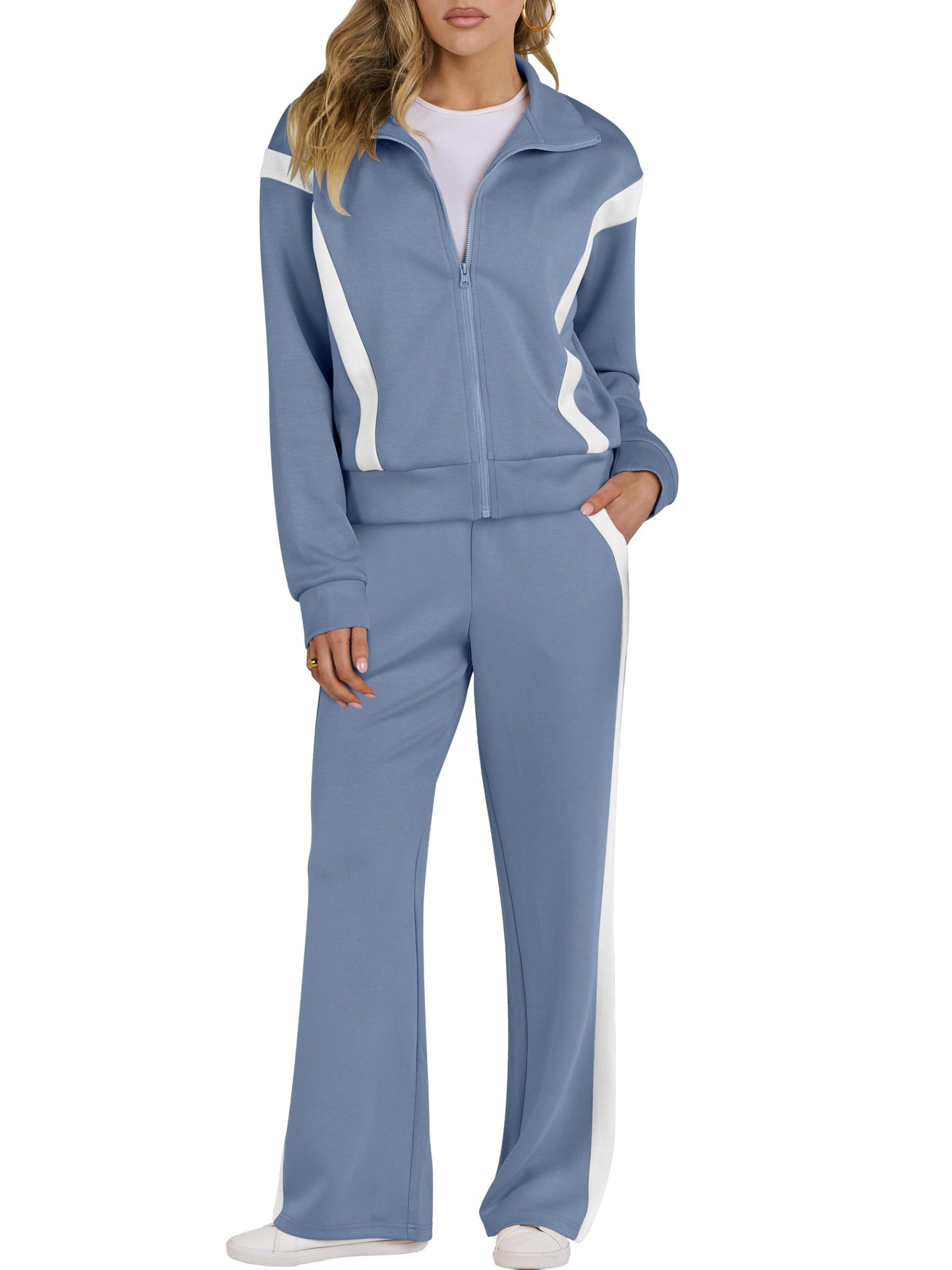 ANRABESS Lounge Sets for Women 2 Piece Outfits Sweatsuit Fall Zip Up Sweatshirts Jogger Pants Matching Sweat Set Tracksuits