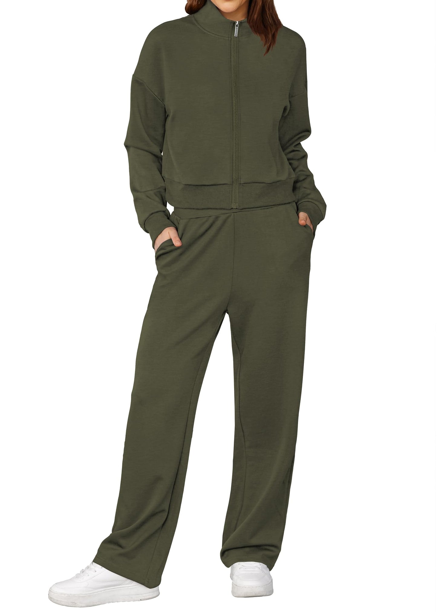 XIEERDUO Lounge Sets for Women 2024 Sweatsuit 2 Piece Outfits Sweatshirt Wide Leg Sweatpant Tracksuit Matching Set
