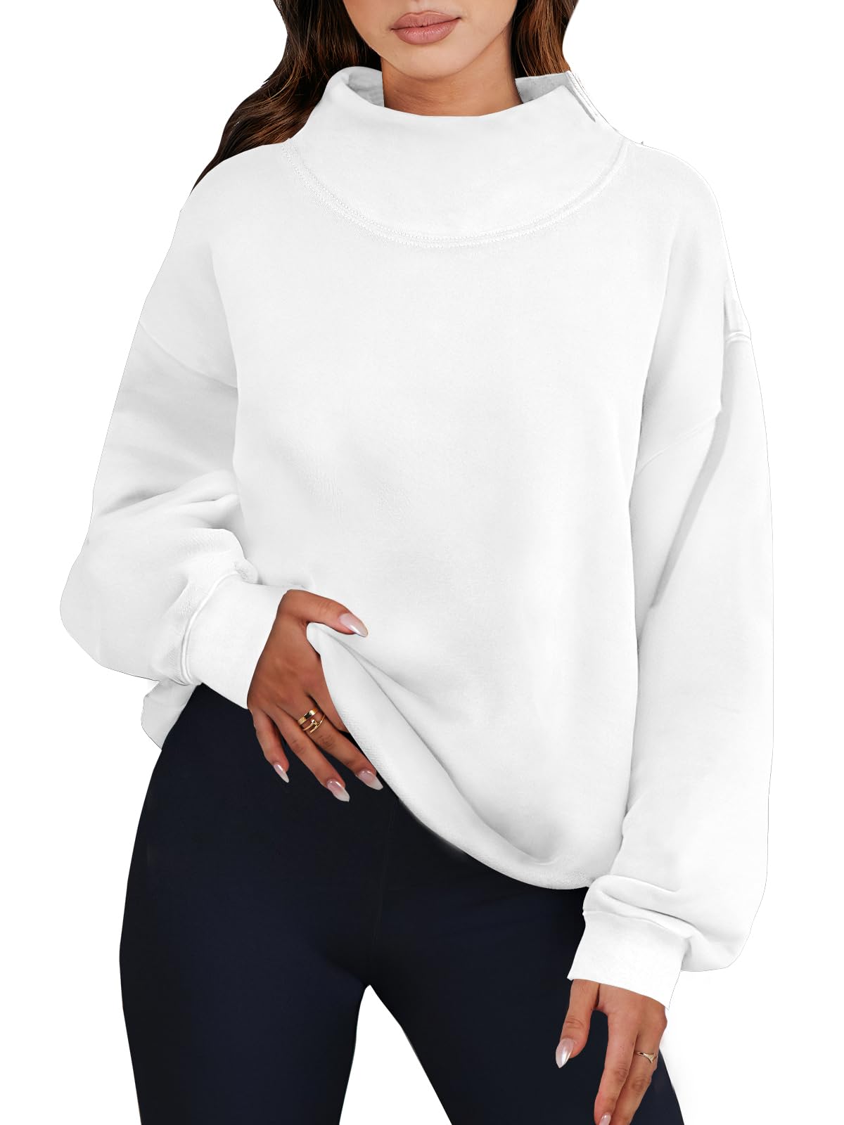 ANRABESS Womens Oversized Sweatshirts Turtleneck Pullover Long Sleeve Hoodies Tops 2024 Fall Fashion Preppy Outfits