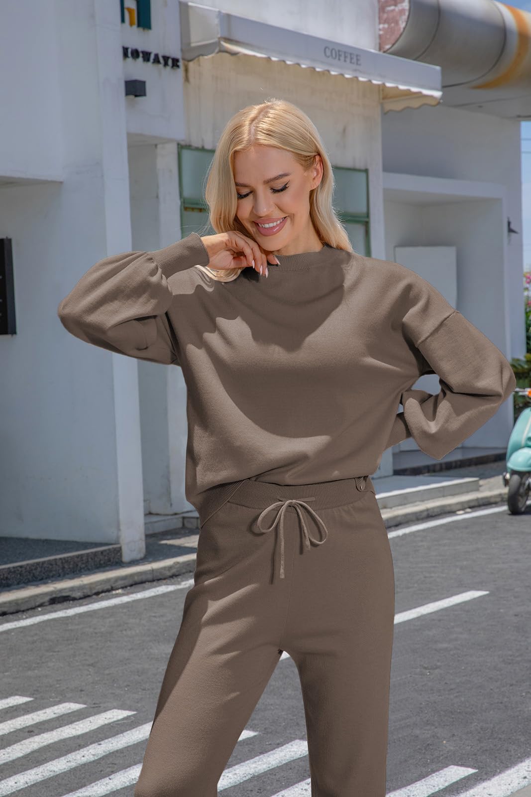 ETCYY NEW Women's Sweater Sets 2 Piece Outfits Lounge Sets with Knit Sweater Tops and Sweatpants