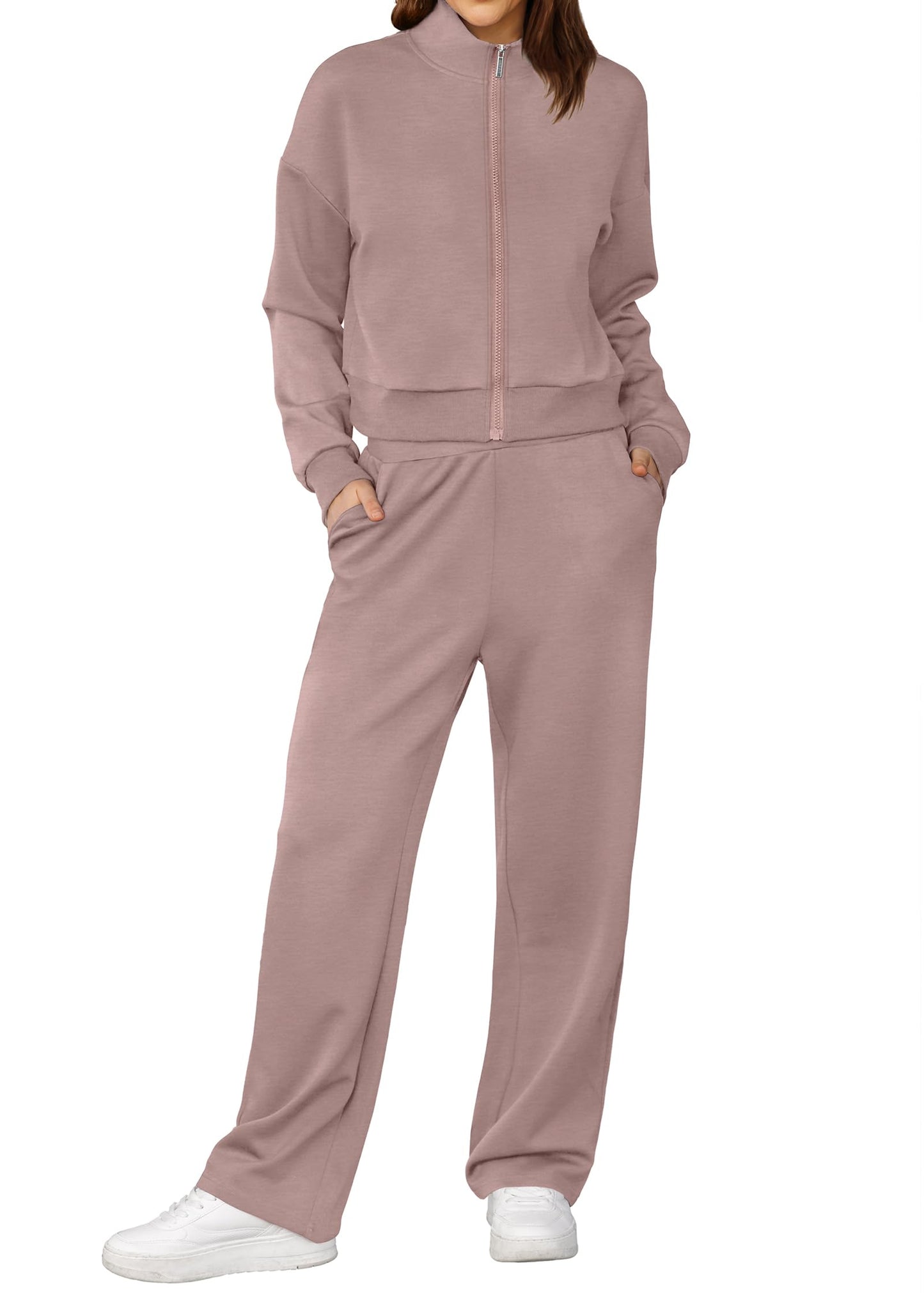 XIEERDUO Lounge Sets for Women 2024 Sweatsuit 2 Piece Outfits Sweatshirt Wide Leg Sweatpant Tracksuit Matching Set
