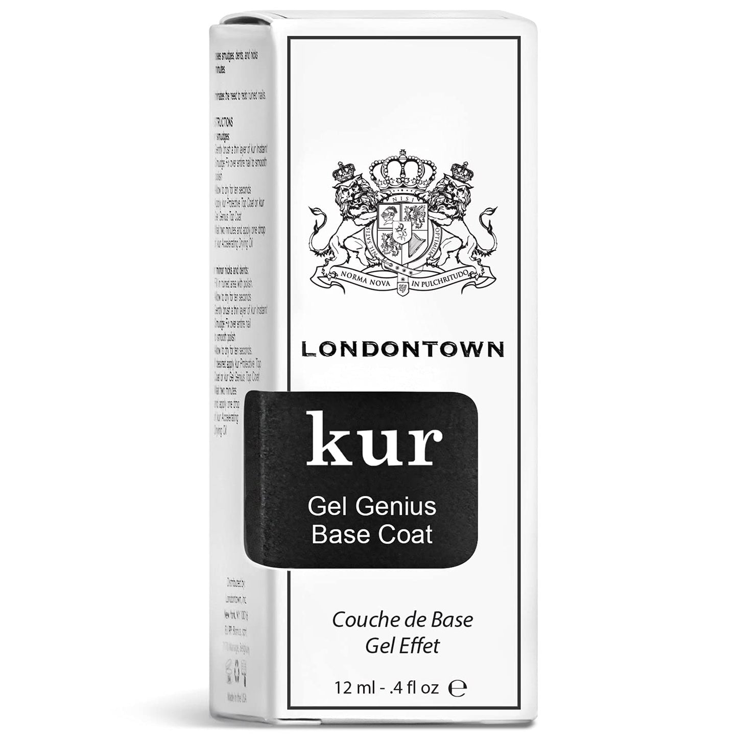 LONDONTOWN Kur Gel Genius Quick Dry Top Coat, Vegan, Cruelty & Paraben Free, Clear, 0.4 Fl Oz, Packaging may vary