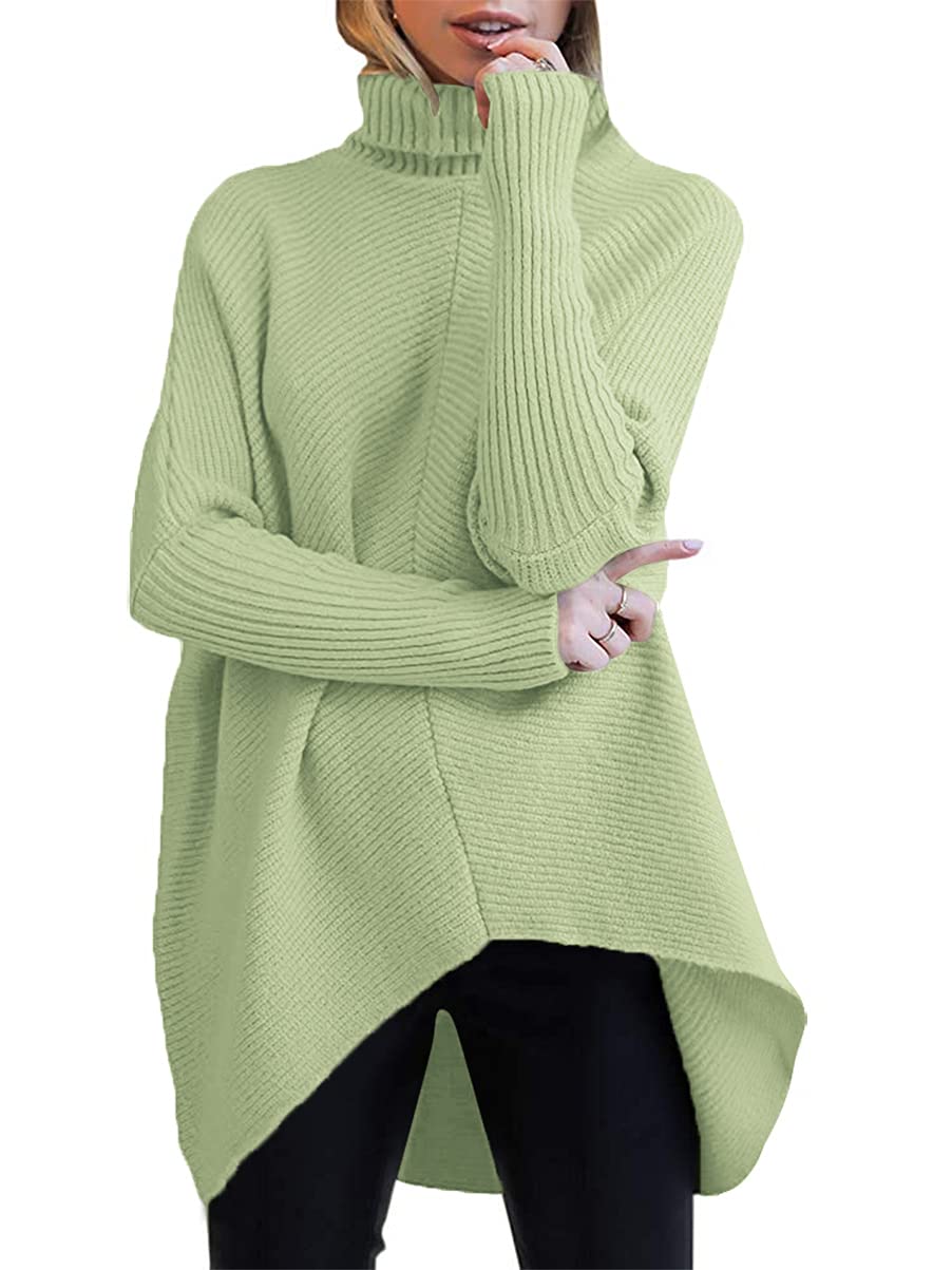 ANRABESS Womens Oversized Turtleneck Batwing Long Sleeve Casual Cozy Baggy Knit Pullover Tunic Sweater 2024 Fall Outfits