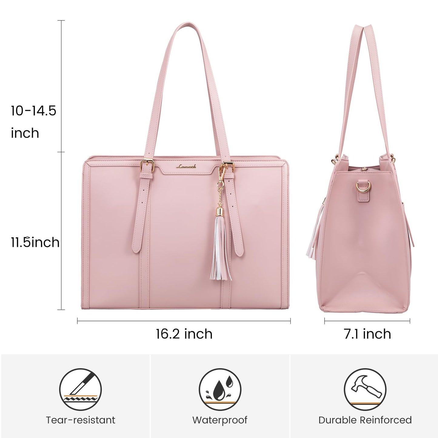 LOVEVOOK Laptop Tote Bag for Women,15.6 inch Canvas Leather Computer bag with Clutch Purse for Business, Travel, Casual