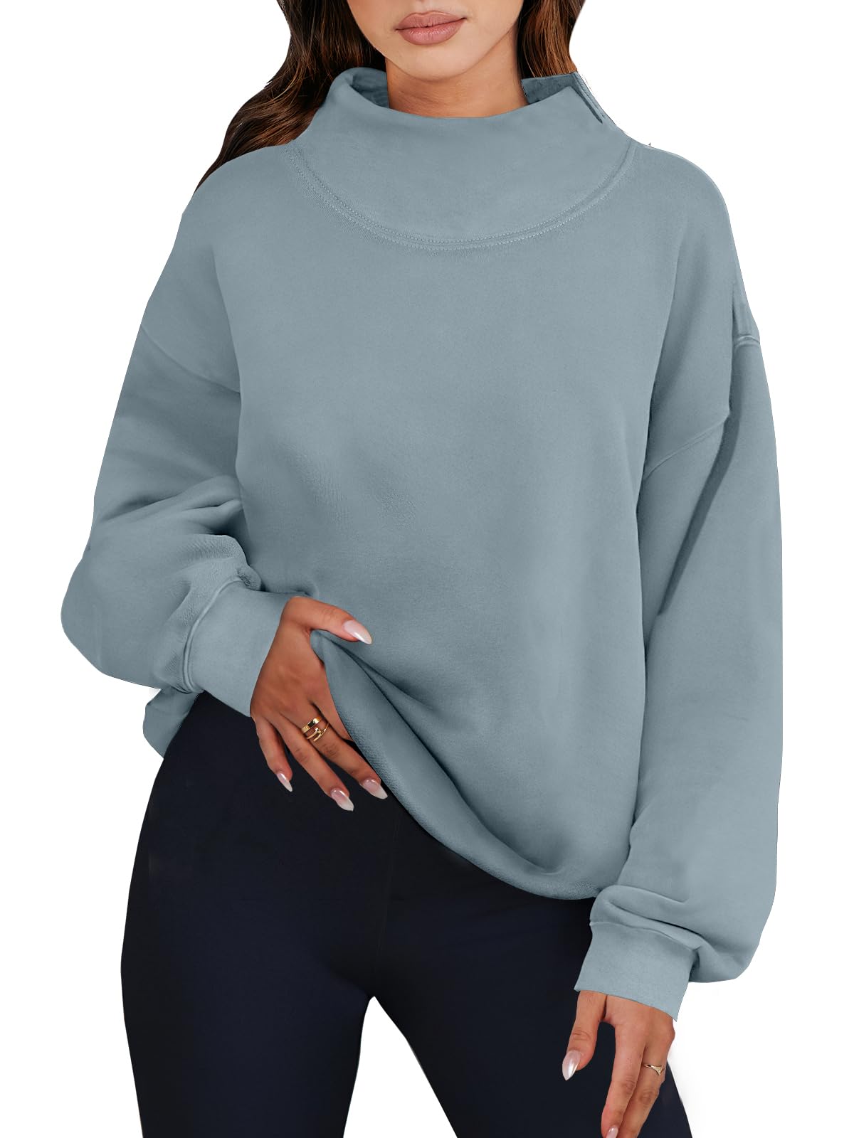 ANRABESS Womens Oversized Sweatshirts Turtleneck Pullover Long Sleeve Hoodies Tops 2024 Fall Fashion Preppy Outfits