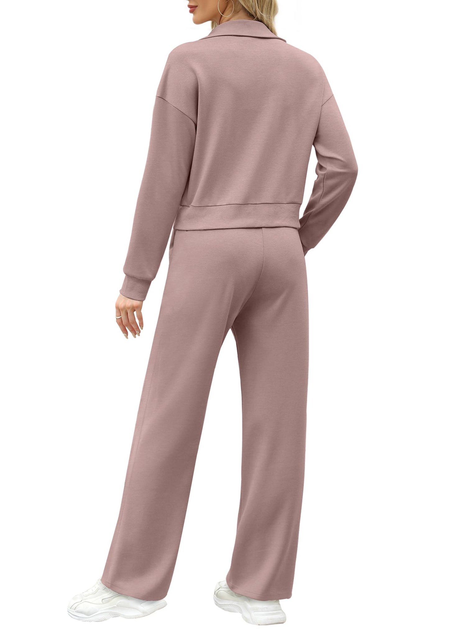 XIEERDUO Lounge Sets for Women 2024 Sweatsuit 2 Piece Outfits Sweatshirt Wide Leg Sweatpant Tracksuit Matching Set