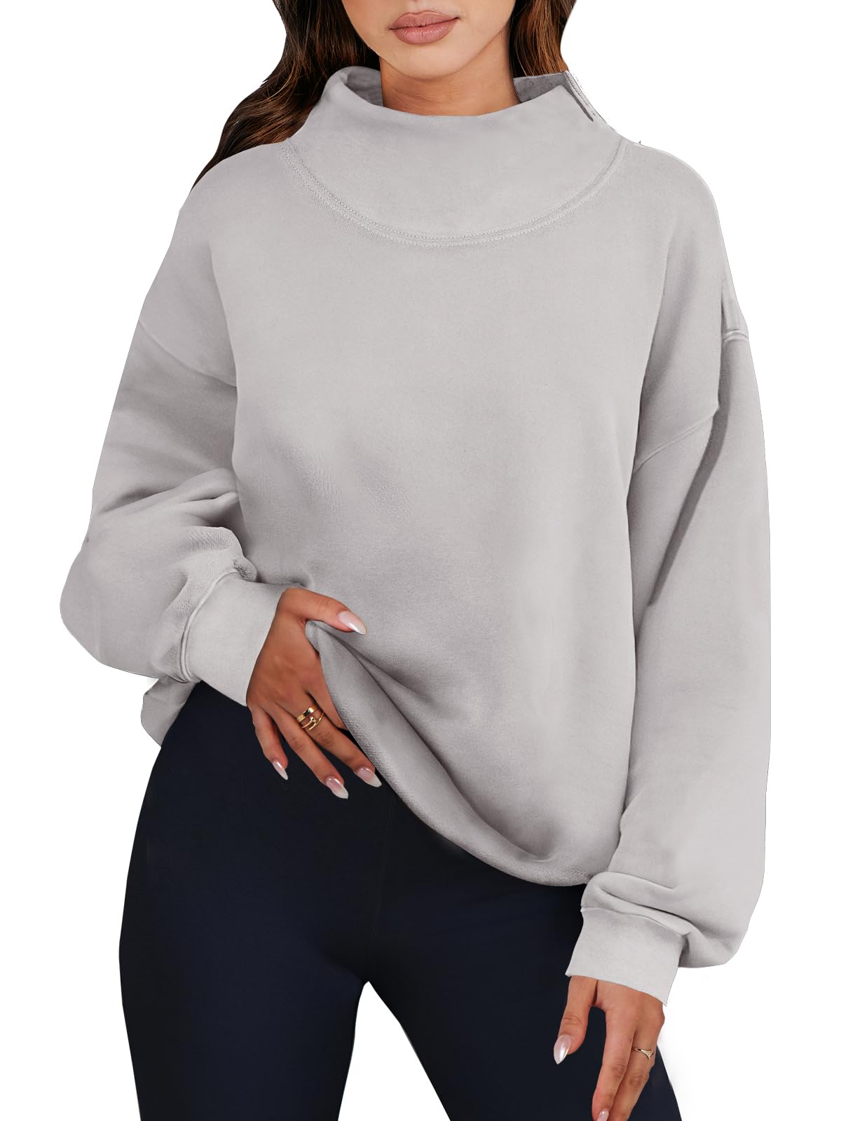 ANRABESS Womens Oversized Sweatshirts Turtleneck Pullover Long Sleeve Hoodies Tops 2024 Fall Fashion Preppy Outfits