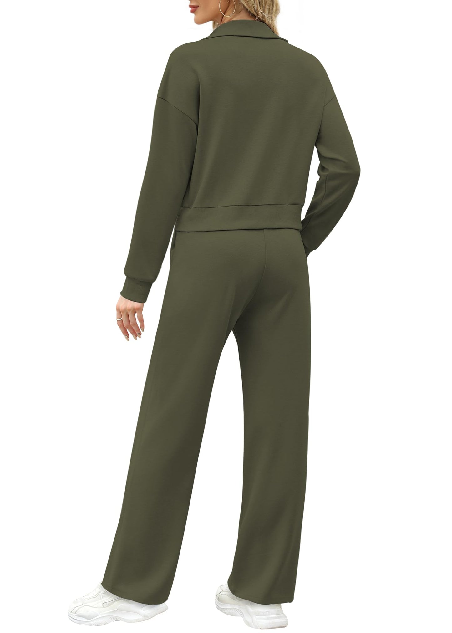 XIEERDUO Lounge Sets for Women 2024 Sweatsuit 2 Piece Outfits Sweatshirt Wide Leg Sweatpant Tracksuit Matching Set