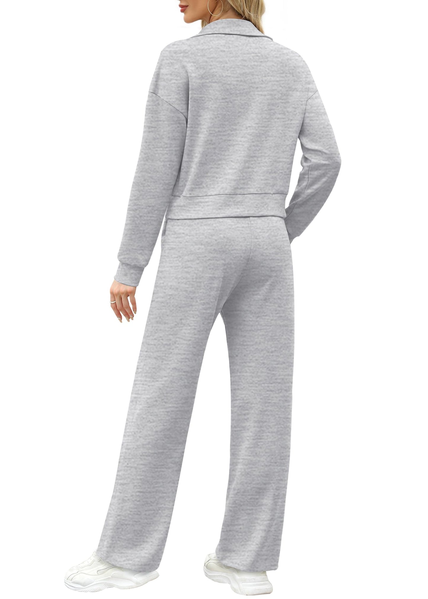 XIEERDUO Lounge Sets for Women 2024 Sweatsuit 2 Piece Outfits Sweatshirt Wide Leg Sweatpant Tracksuit Matching Set