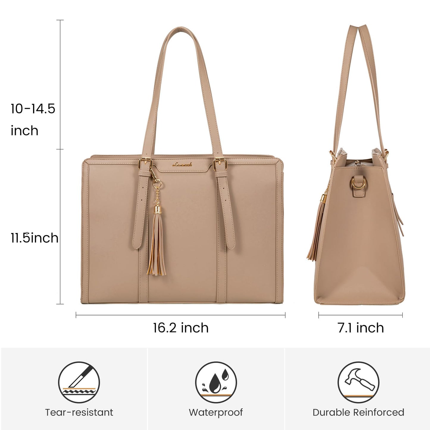 LOVEVOOK Laptop Tote Bag for Women,15.6 inch Canvas Leather Computer bag with Clutch Purse for Business, Travel, Casual