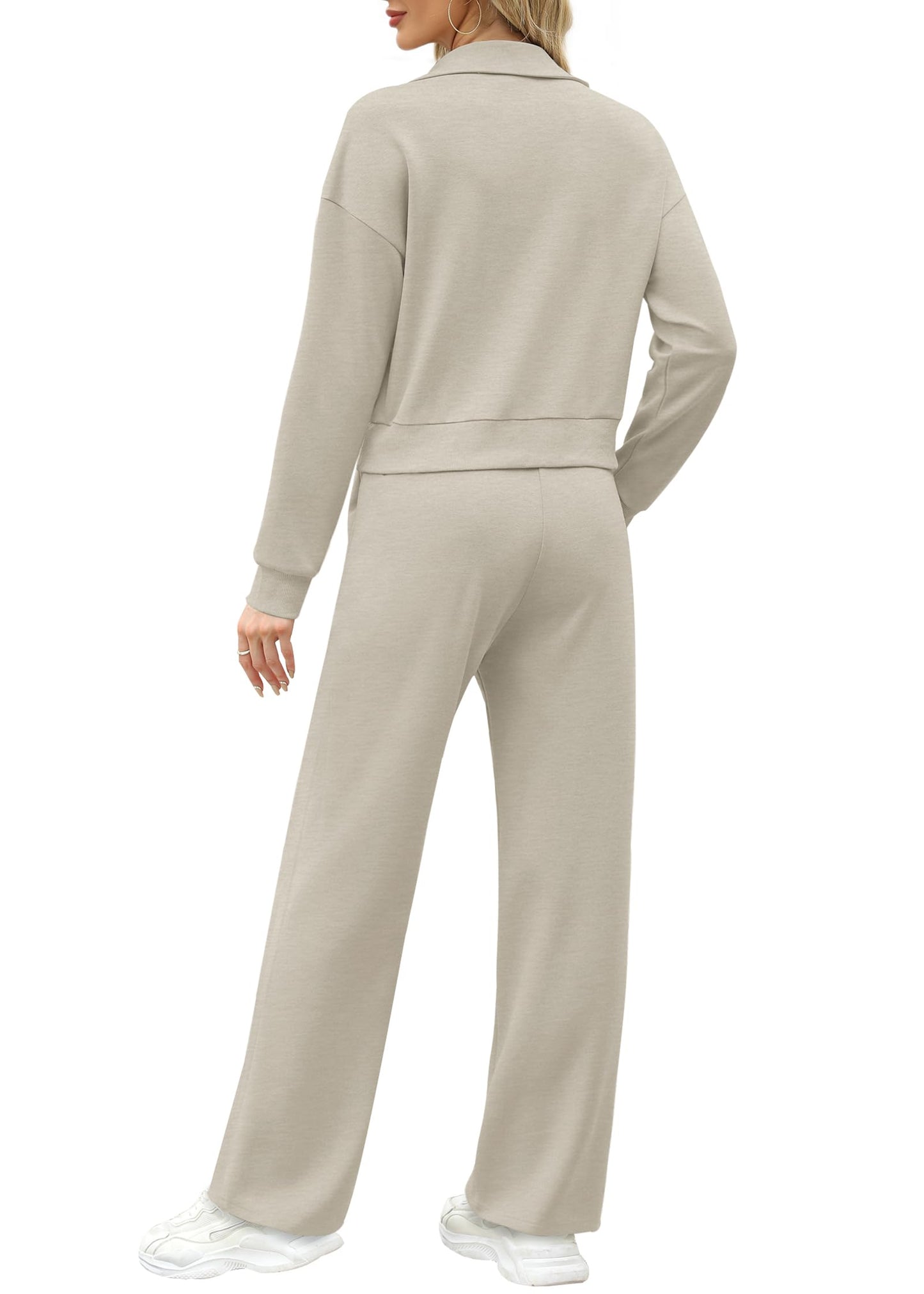 XIEERDUO Lounge Sets for Women 2024 Sweatsuit 2 Piece Outfits Sweatshirt Wide Leg Sweatpant Tracksuit Matching Set