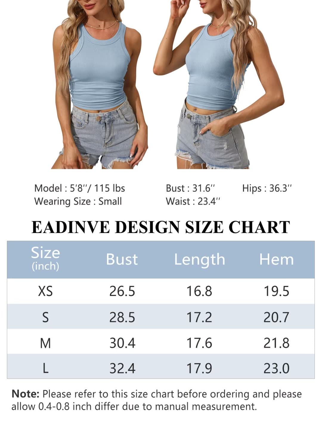 Women's Crewneck Racerback Ribbed Tank Tops Summer Basic High Neck Sleeveless Slim Fit Crop Tops 2024