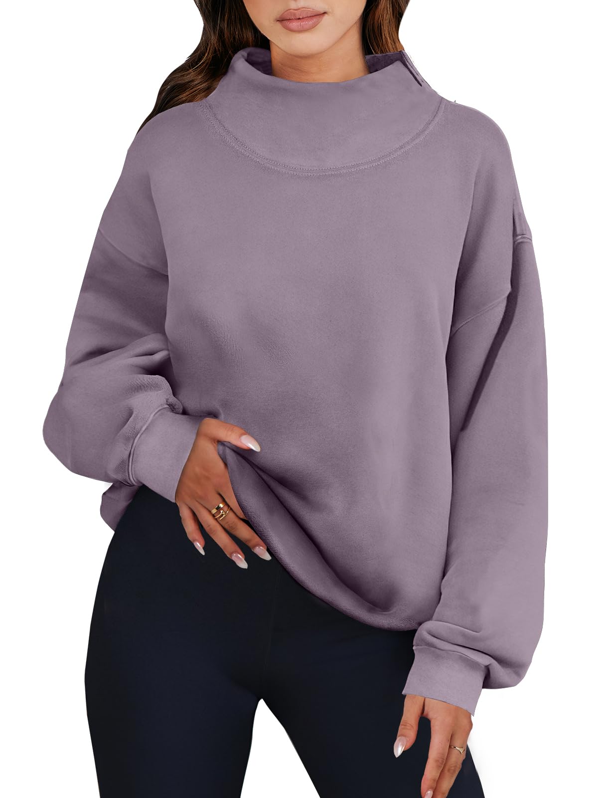 ANRABESS Womens Oversized Sweatshirts Turtleneck Pullover Long Sleeve Hoodies Tops 2024 Fall Fashion Preppy Outfits