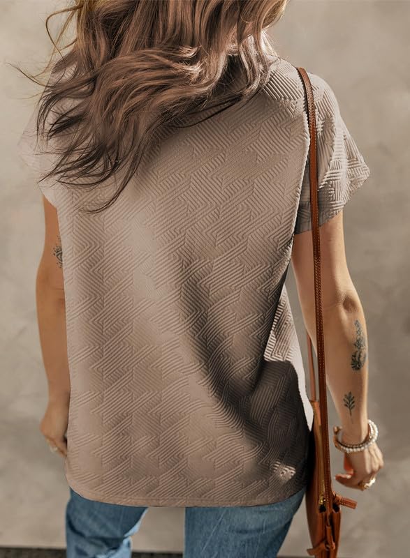 SHEWIN Women's Polo Shirts Casual Collared Short Sleeve Shirt Loose V Neck Tunic Tops