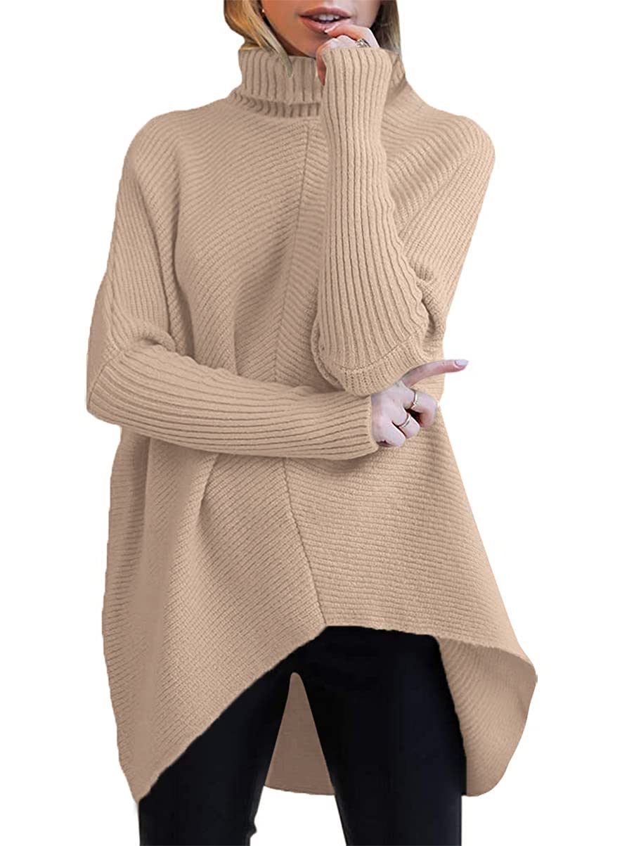 ANRABESS Womens Oversized Turtleneck Batwing Long Sleeve Casual Cozy Baggy Knit Pullover Tunic Sweater 2024 Fall Outfits