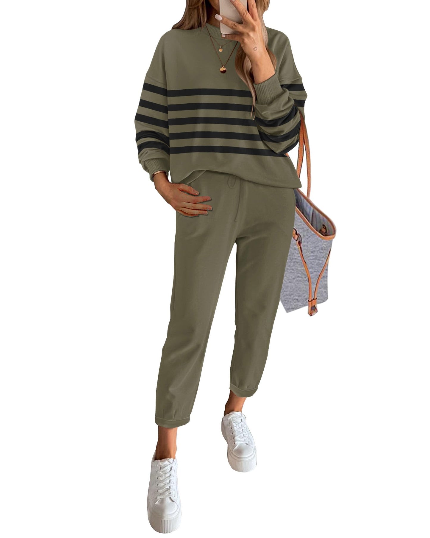 ETCYY NEW Women's Sweater Sets 2 Piece Outfits Lounge Sets with Knit Sweater Tops and Sweatpants