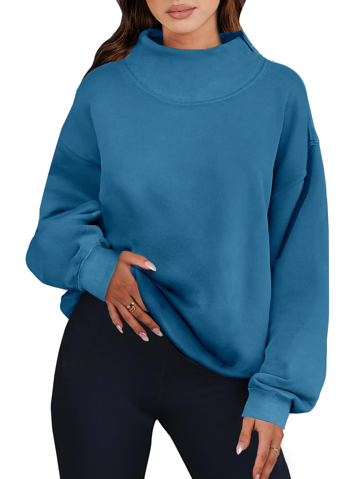 ANRABESS Womens Oversized Sweatshirts Turtleneck Pullover Long Sleeve Hoodies Tops 2024 Fall Fashion Preppy Outfits