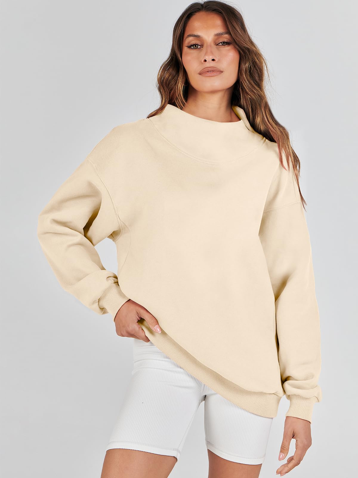 ANRABESS Womens Oversized Sweatshirts Turtleneck Pullover Long Sleeve Hoodies Tops 2024 Fall Fashion Preppy Outfits