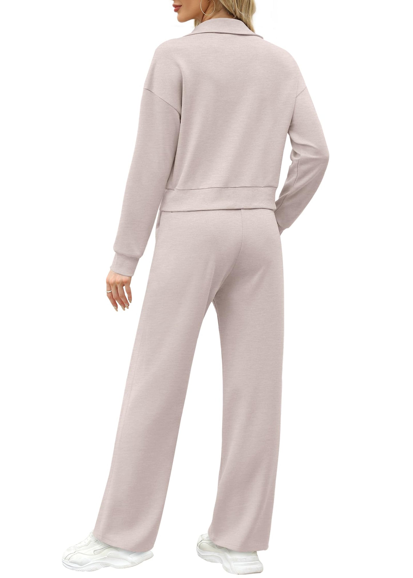XIEERDUO Lounge Sets for Women 2024 Sweatsuit 2 Piece Outfits Sweatshirt Wide Leg Sweatpant Tracksuit Matching Set
