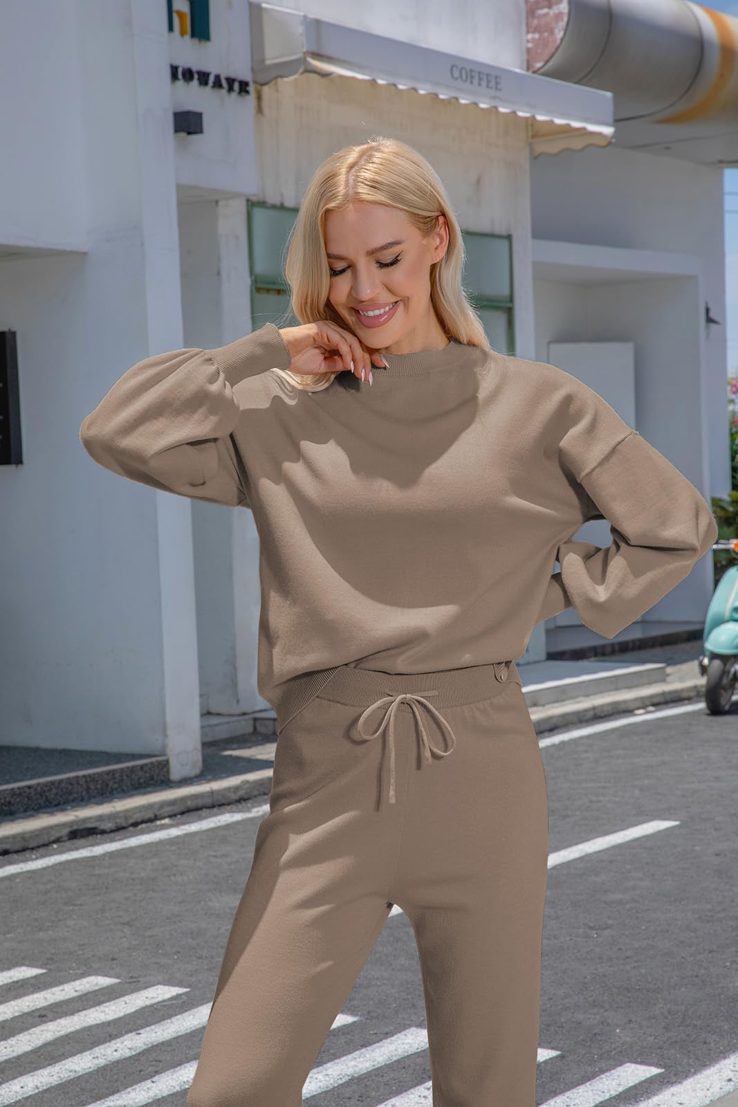 ETCYY NEW Women's Sweater Sets 2 Piece Outfits Lounge Sets with Knit Sweater Tops and Sweatpants