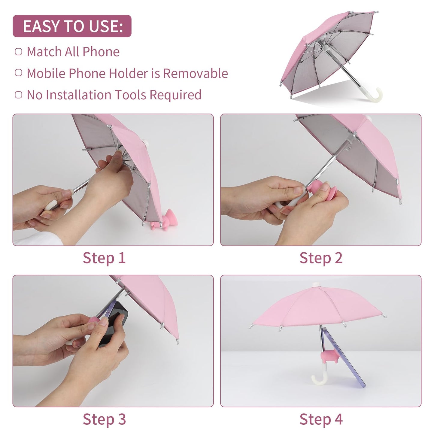 Phone Umbrella for Sun with Suction Cup Stand, Sun Shield with Suction Cup Mount Phone Holder Anti-Refection Block Glare, Creative Outdoor Cell Phone Holder Sun Shade