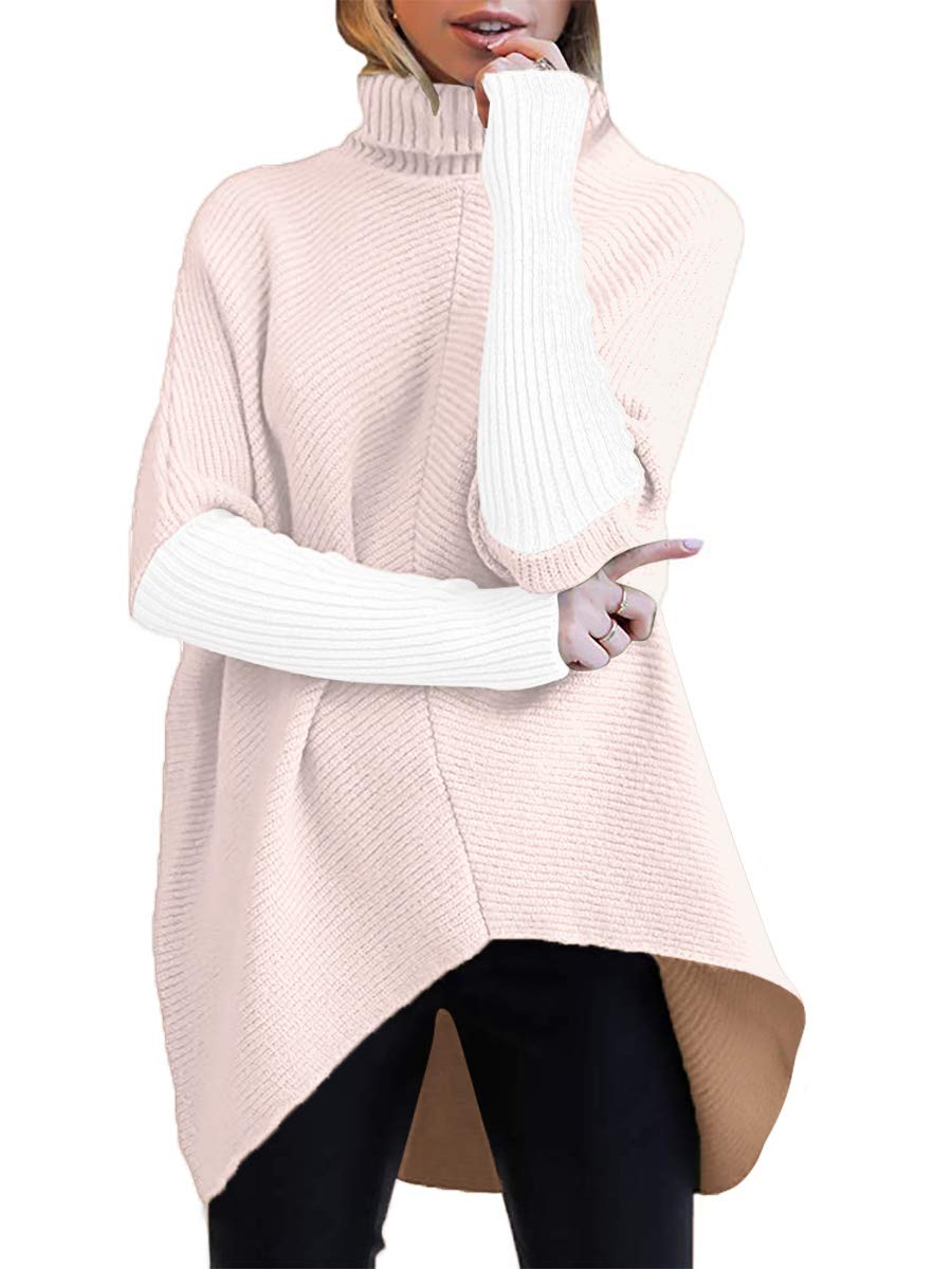 ANRABESS Womens Oversized Turtleneck Batwing Long Sleeve Casual Cozy Baggy Knit Pullover Tunic Sweater 2024 Fall Outfits