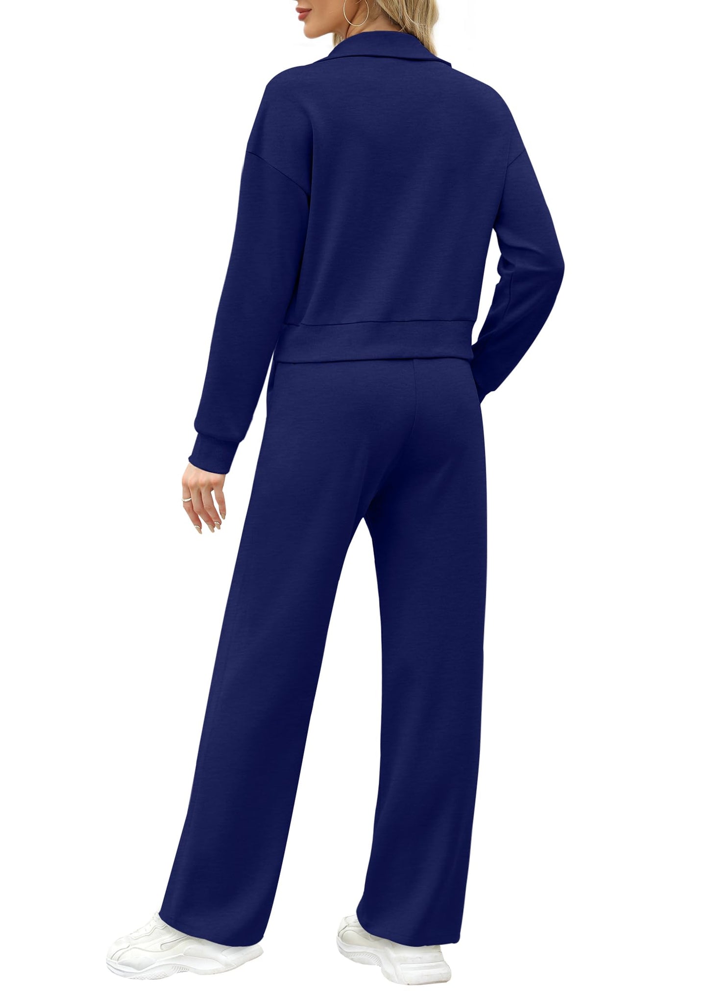 XIEERDUO Lounge Sets for Women 2024 Sweatsuit 2 Piece Outfits Sweatshirt Wide Leg Sweatpant Tracksuit Matching Set