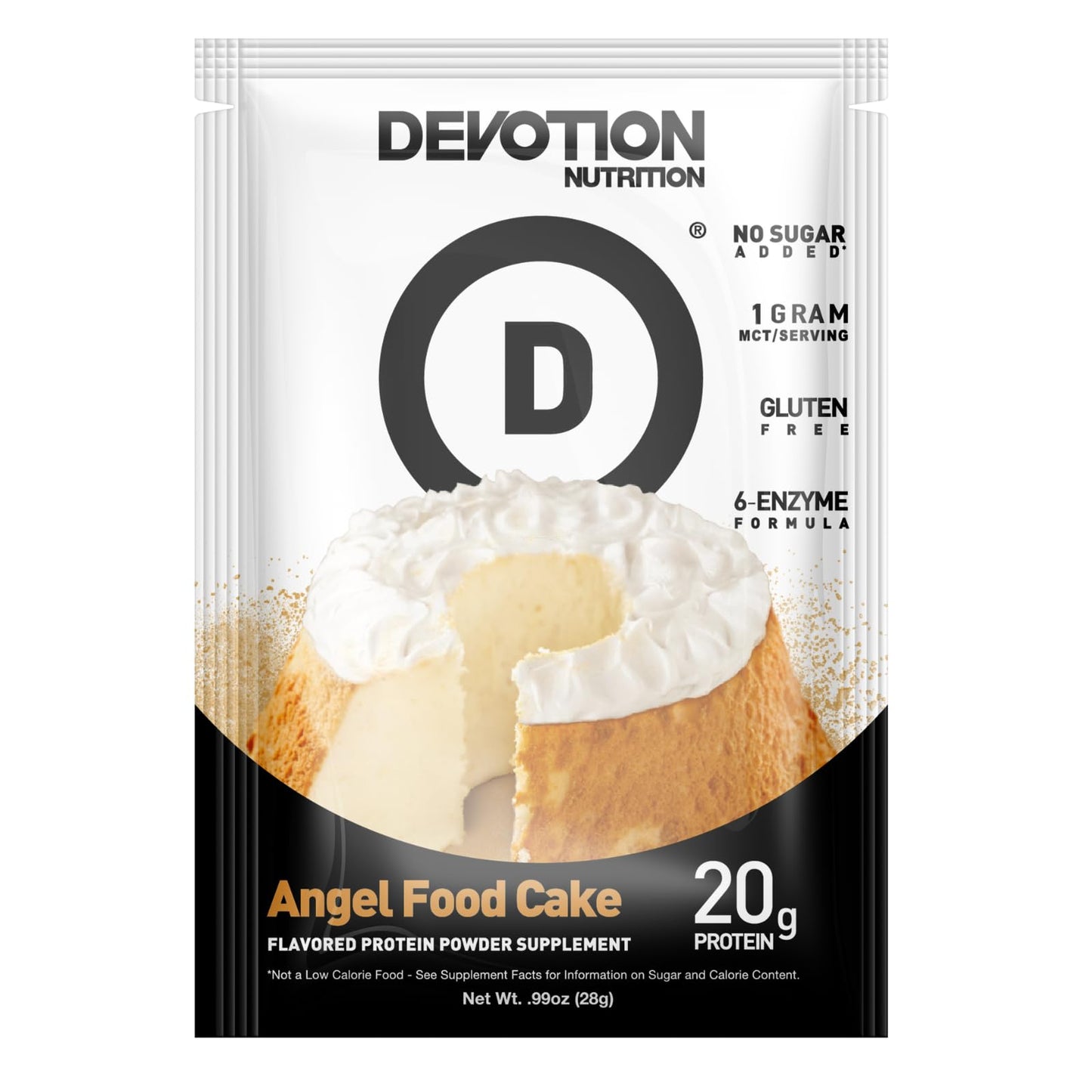 Devotion Nutrition Protein Powder Blend | Gluten Free, Keto Friendly, No Added Sugars | 1g MCT | 20g Whey & Micellar Protein | 12 Count Packets (Angel Food Cake)