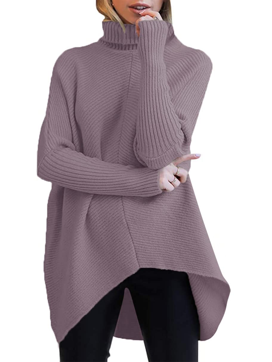 ANRABESS Womens Oversized Turtleneck Batwing Long Sleeve Casual Cozy Baggy Knit Pullover Tunic Sweater 2024 Fall Outfits