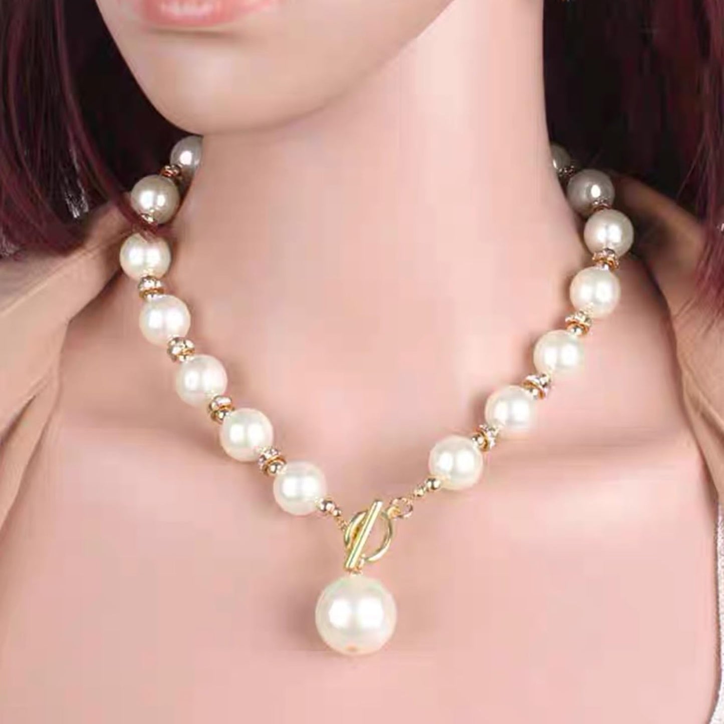 Pearl Choker Necklace for Women Layered Pearl Necklace Dainty Chunky Pearl Beaded Necklace Adjustable Faux Pearl Statement Necklace Trendy Stuff