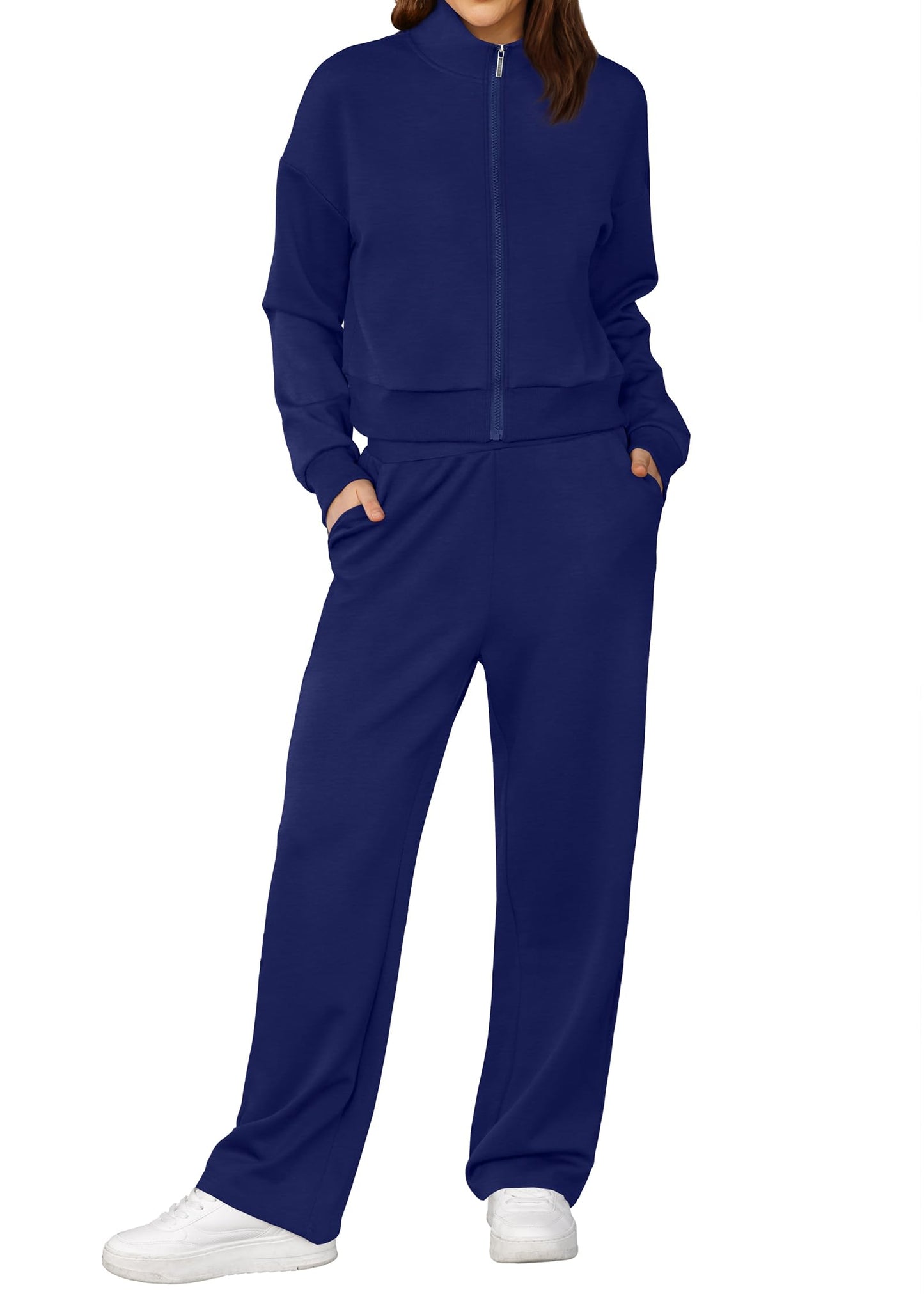 XIEERDUO Lounge Sets for Women 2024 Sweatsuit 2 Piece Outfits Sweatshirt Wide Leg Sweatpant Tracksuit Matching Set