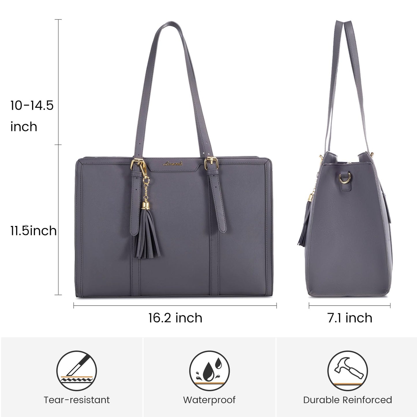 LOVEVOOK Laptop Tote Bag for Women,15.6 inch Canvas Leather Computer bag with Clutch Purse for Business, Travel, Casual