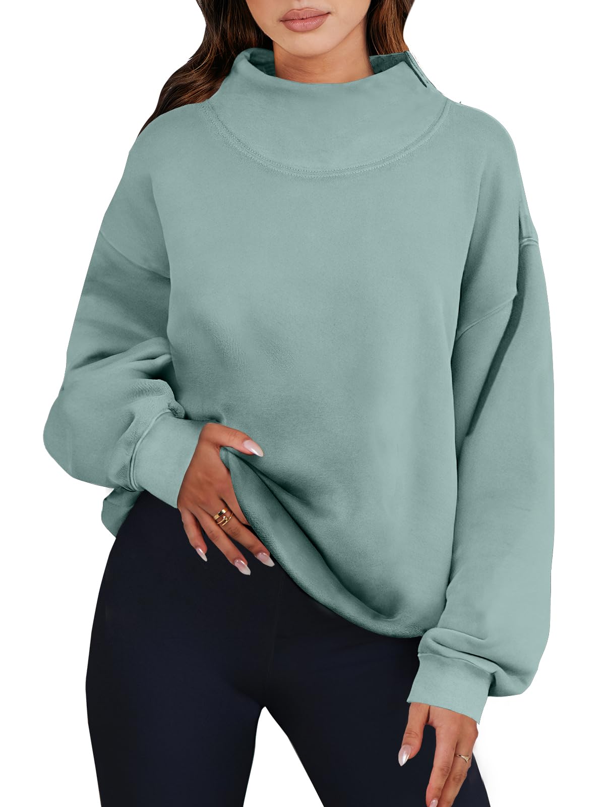 ANRABESS Womens Oversized Sweatshirts Turtleneck Pullover Long Sleeve Hoodies Tops 2024 Fall Fashion Preppy Outfits