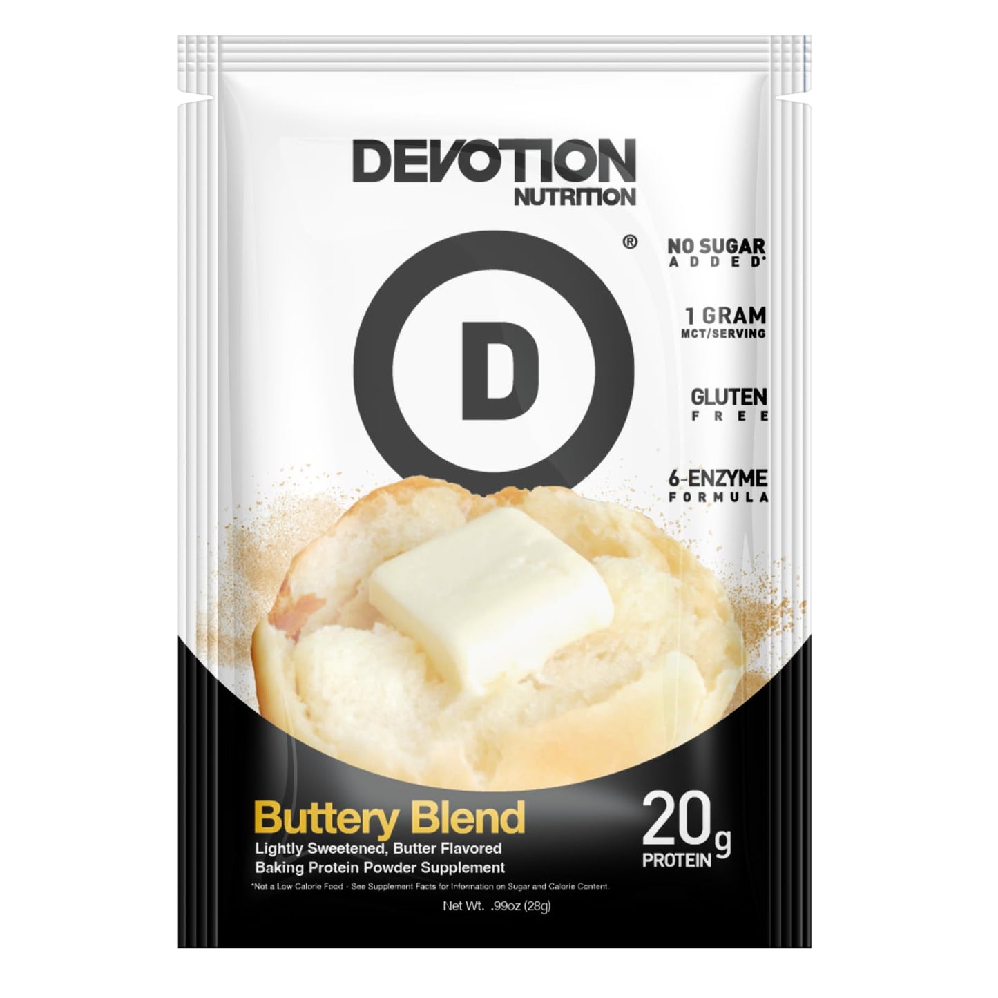 Devotion Nutrition Protein Powder Blend | Gluten Free, Keto Friendly, No Added Sugars | 1g MCT | 20g Whey & Micellar Protein | 12 Count Packets (Angel Food Cake)