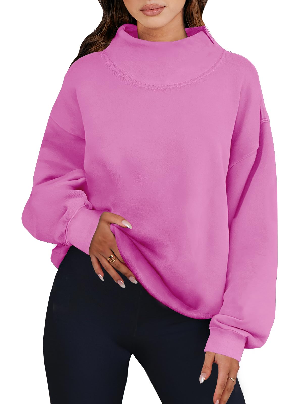 ANRABESS Womens Oversized Sweatshirts Turtleneck Pullover Long Sleeve Hoodies Tops 2024 Fall Fashion Preppy Outfits