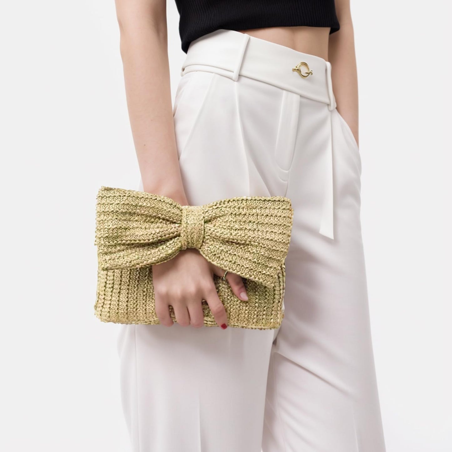 Rattan Clutch Purse for Women,Summer Straw Woven Beach Woven Bag Wicker Raffia Envelope Evening Clutch for Wedding