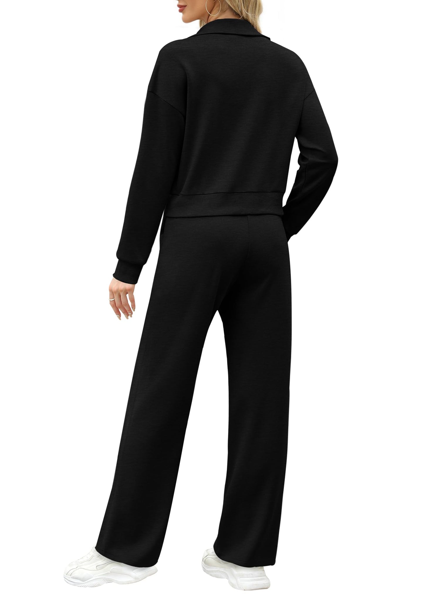 XIEERDUO Lounge Sets for Women 2024 Sweatsuit 2 Piece Outfits Sweatshirt Wide Leg Sweatpant Tracksuit Matching Set