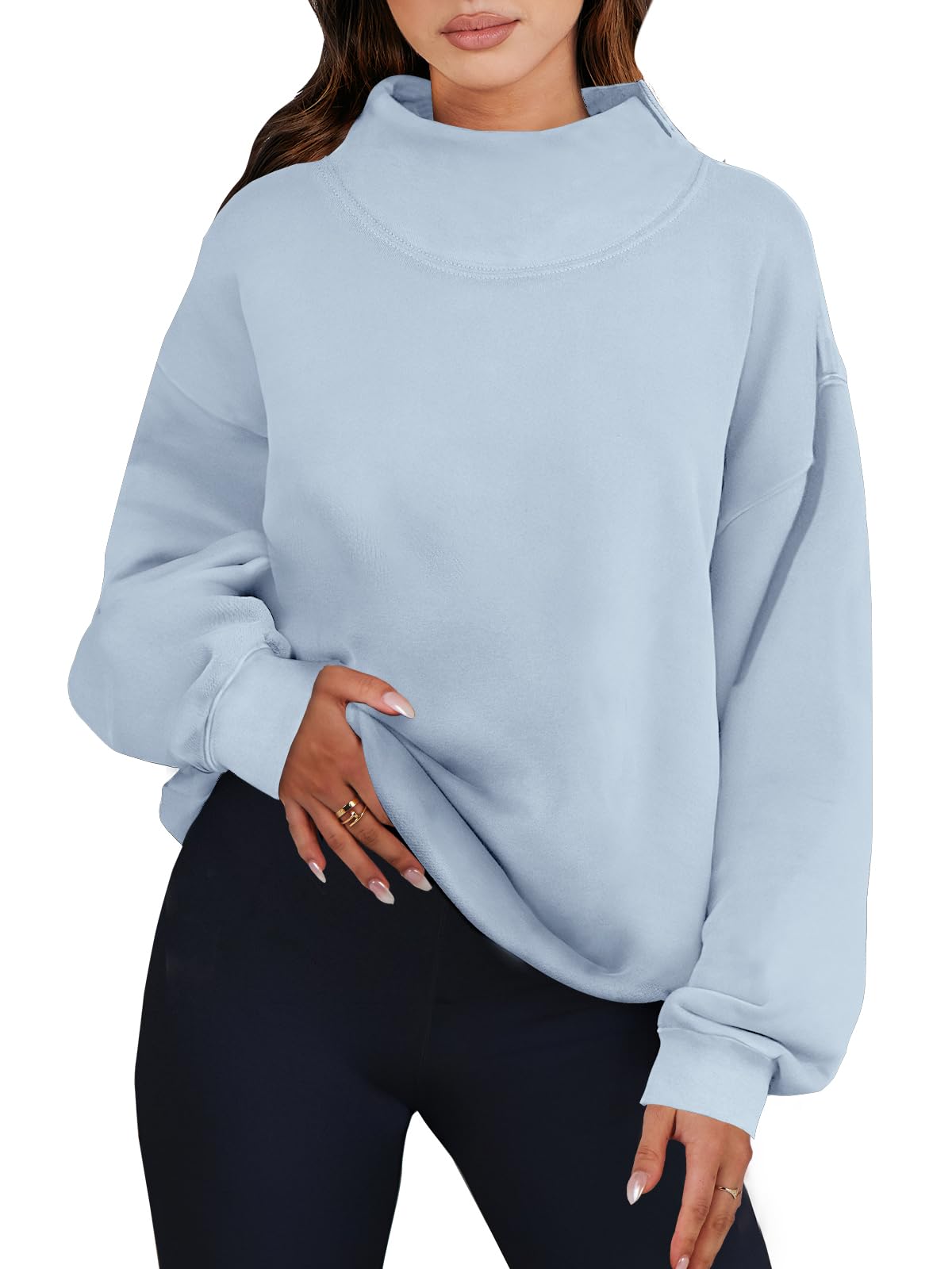 ANRABESS Womens Oversized Sweatshirts Turtleneck Pullover Long Sleeve Hoodies Tops 2024 Fall Fashion Preppy Outfits