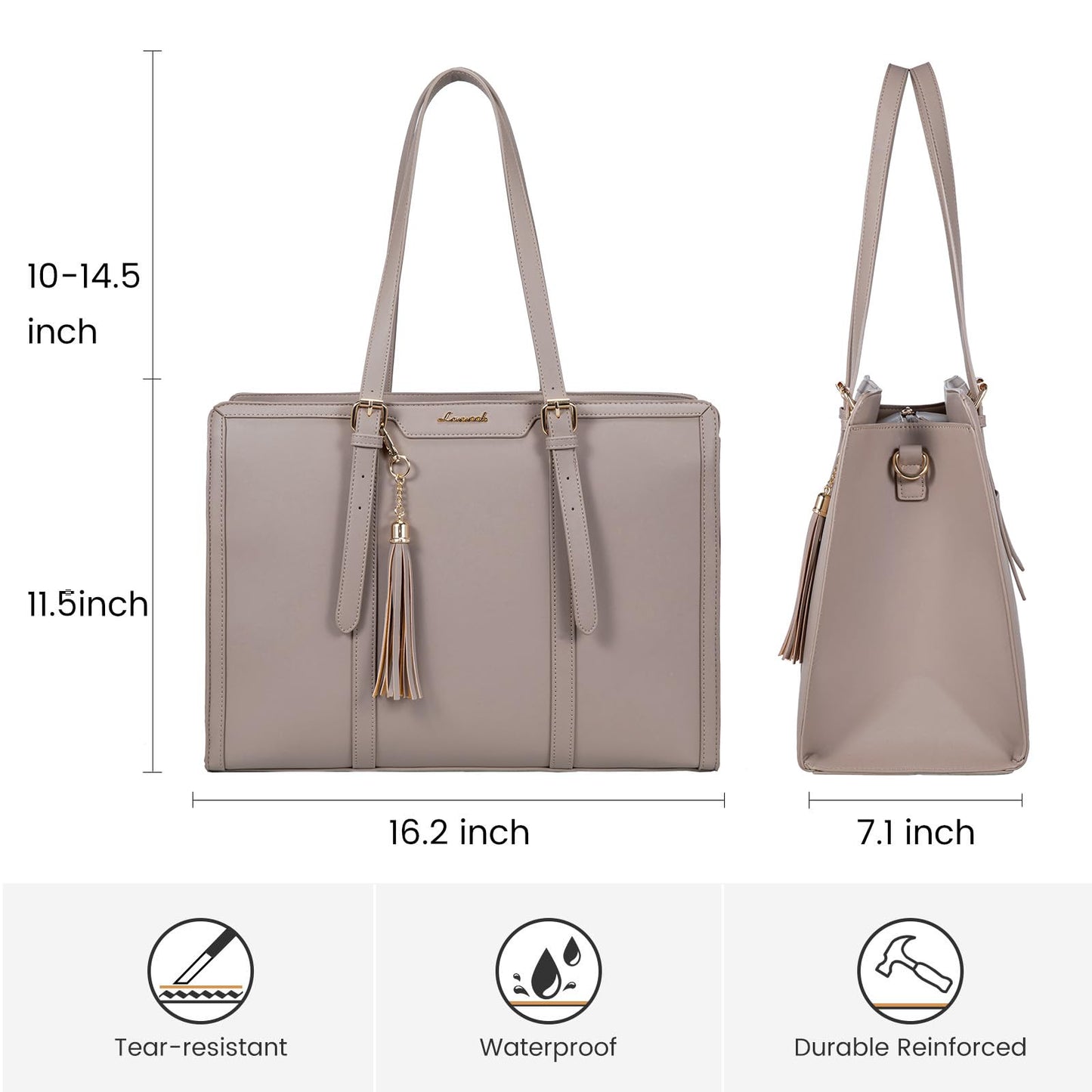 LOVEVOOK Laptop Tote Bag for Women,15.6 inch Canvas Leather Computer bag with Clutch Purse for Business, Travel, Casual