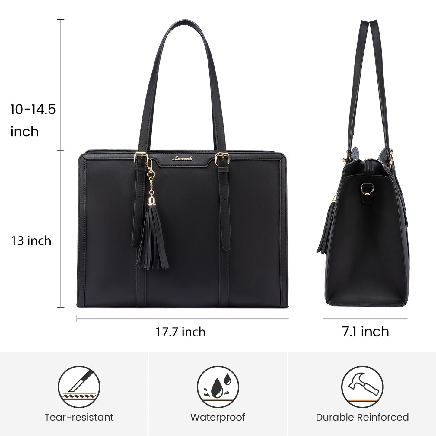 LOVEVOOK Laptop Tote Bag for Women,15.6 inch Canvas Leather Computer bag with Clutch Purse for Business, Travel, Casual