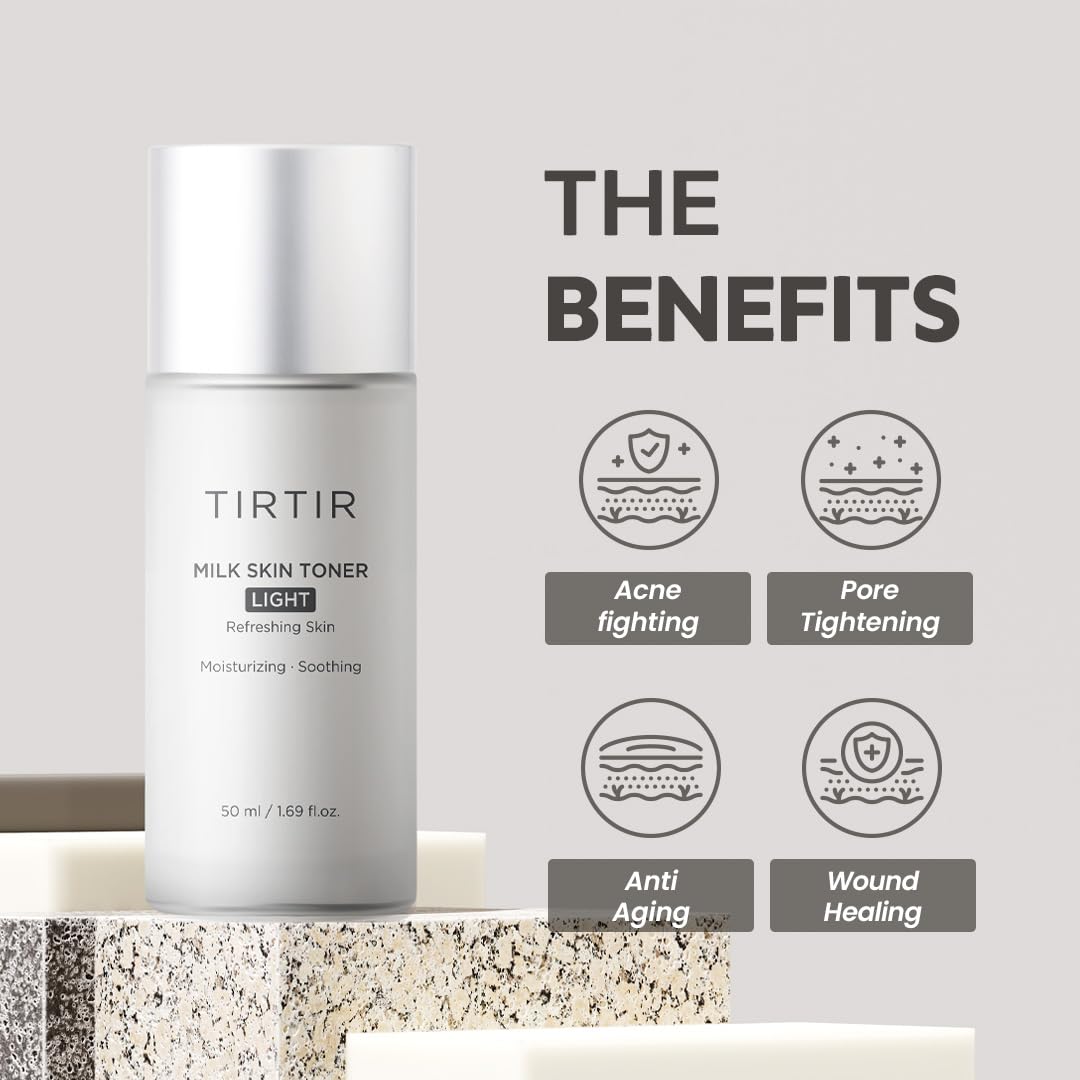 TIRTIR Milk Skin Rice Toner | Deep Moisturizing, Hydrating Toner for face, Niacinamide, Ceramide, Rice Bran Extract, Nature-Oriented Ingredients for Korean Skin Care, Vegan, 5.07 fl.oz.