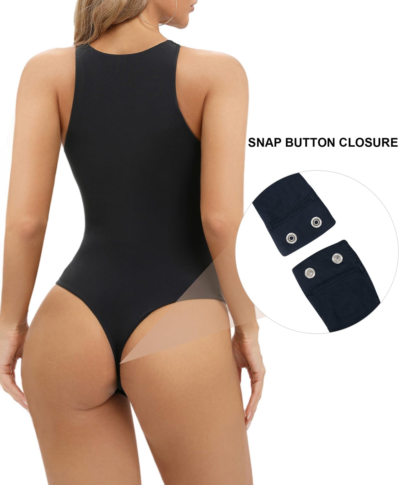 SHAPERX Women's Fit Everybody Bodysuit Soft Crew Neck T-shirt Body Suits with Thong Design