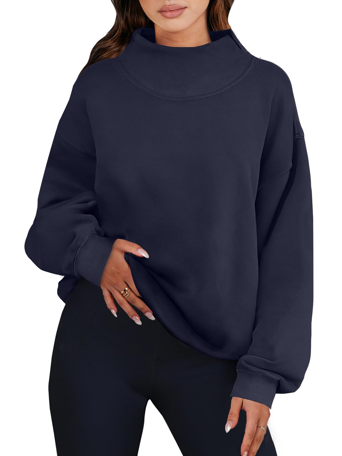 ANRABESS Womens Oversized Sweatshirts Turtleneck Pullover Long Sleeve Hoodies Tops 2024 Fall Fashion Preppy Outfits