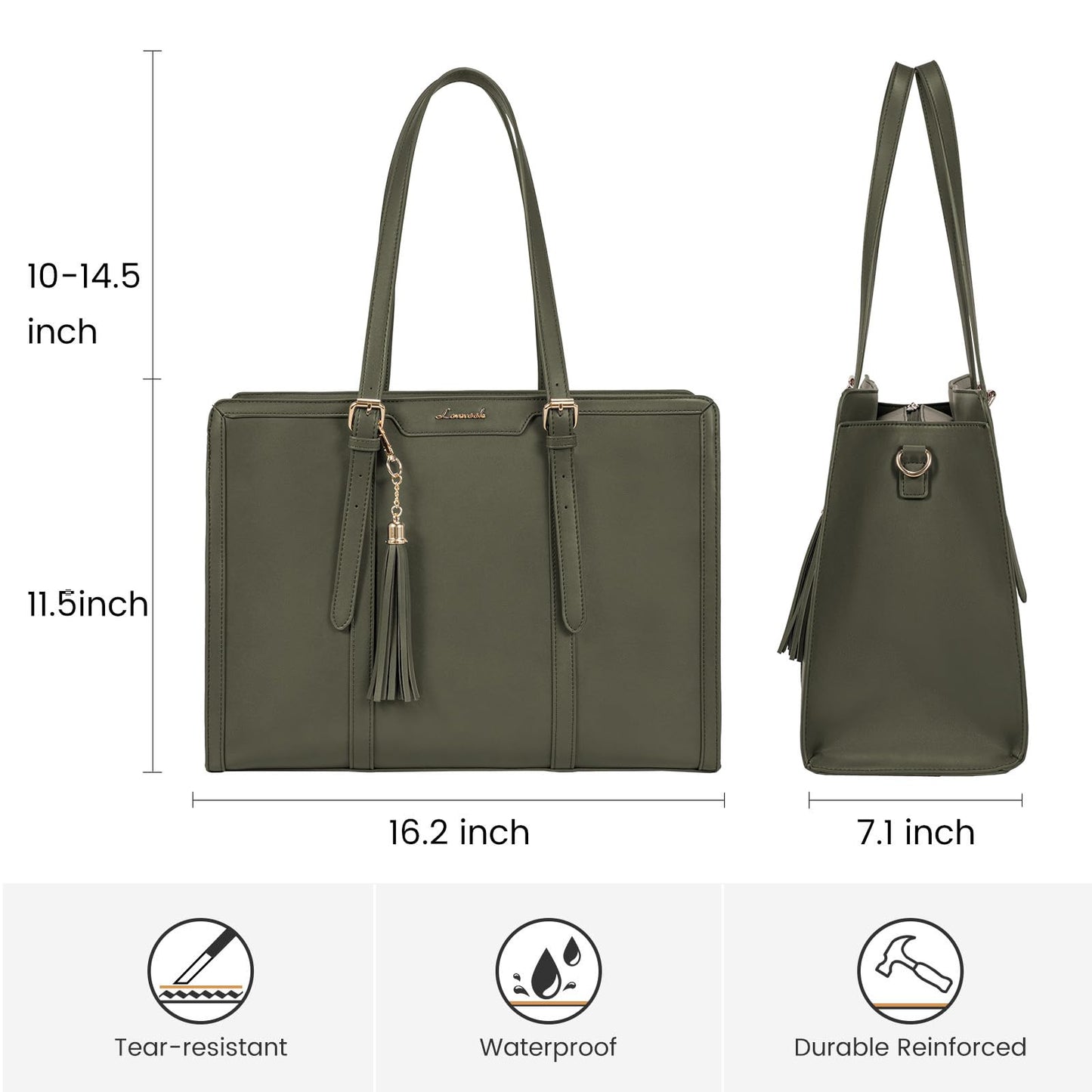 LOVEVOOK Laptop Tote Bag for Women,15.6 inch Canvas Leather Computer bag with Clutch Purse for Business, Travel, Casual