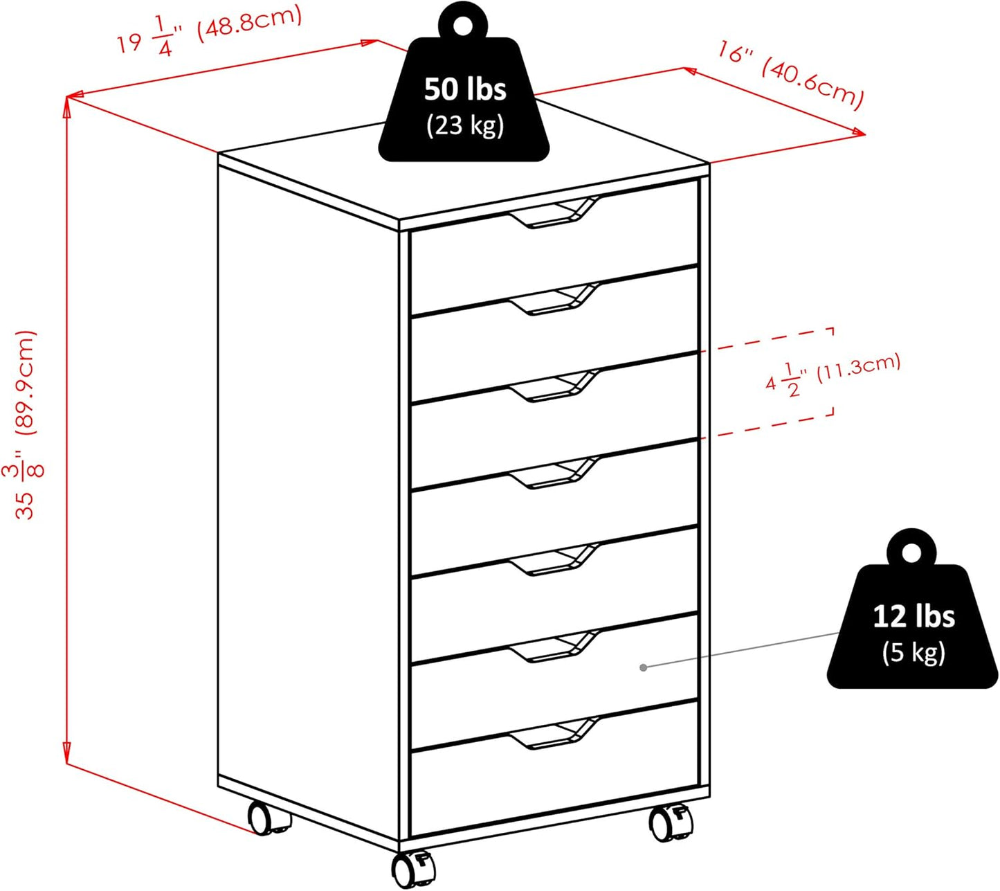 Winsome Halifax 7-Drawer Composite Wood Cabinet, White (10792)