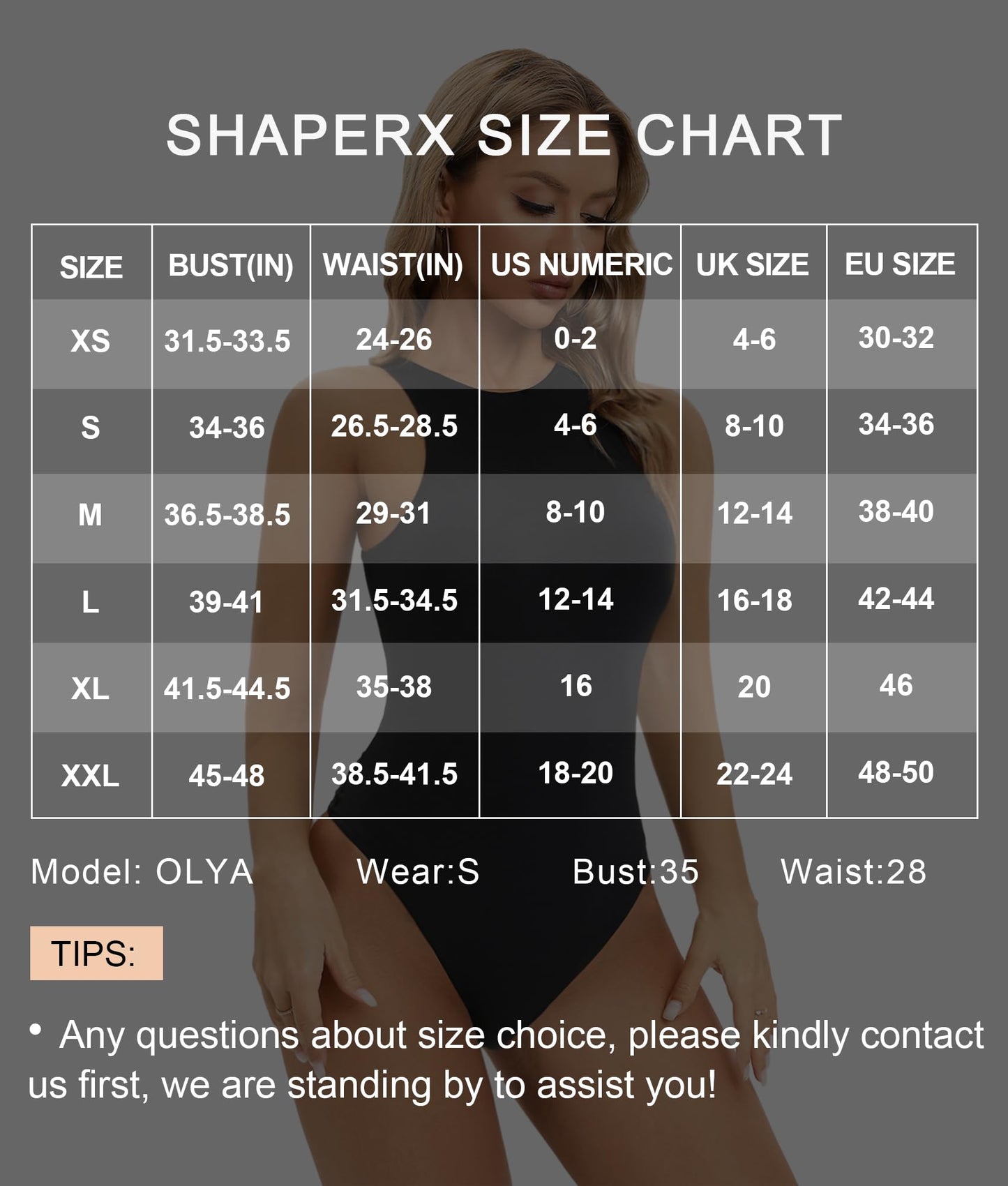 SHAPERX Women's Fit Everybody Bodysuit Soft Crew Neck T-shirt Body Suits with Thong Design